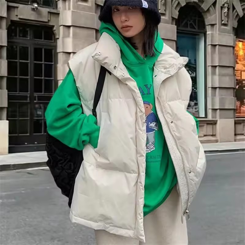 Puffer Vest Padded - 2025 ใหม่เกาหลีฤดูหนาวเสื้อแจ็คเก็ตผู้หญิงแฟชั่นเสื้อแจ็คเก็ตอุ่นแขนกุดหลวมหญิงเสื้อกั๊กปักเป้า Outwear
