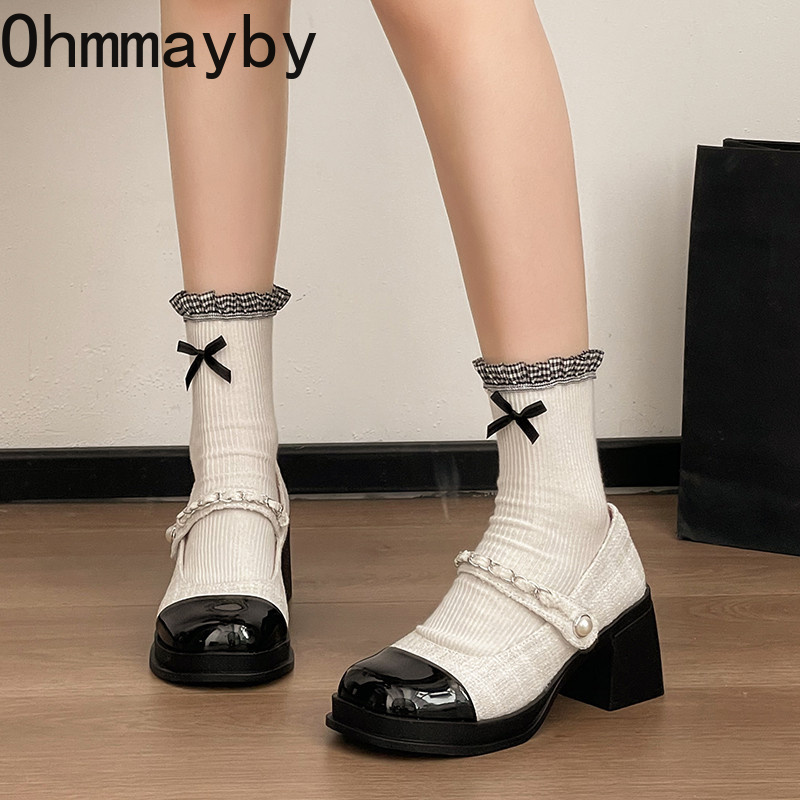 รองเท้าส้นหนาแบบแมรี่เจนสำหรับ - Street Fashion Vintage บทวิจารณ์และราคา