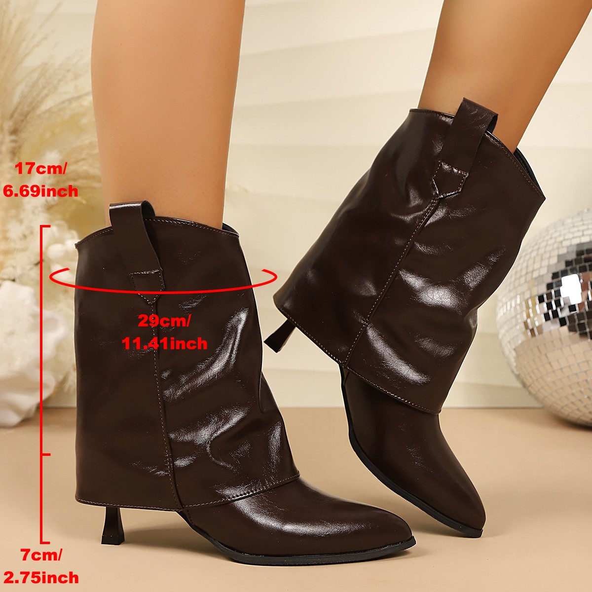 รองเท้าบูทสั้นส้นเข็มทรงวินเทจ - Street Fashion Vintage บทวิจารณ์และราคา