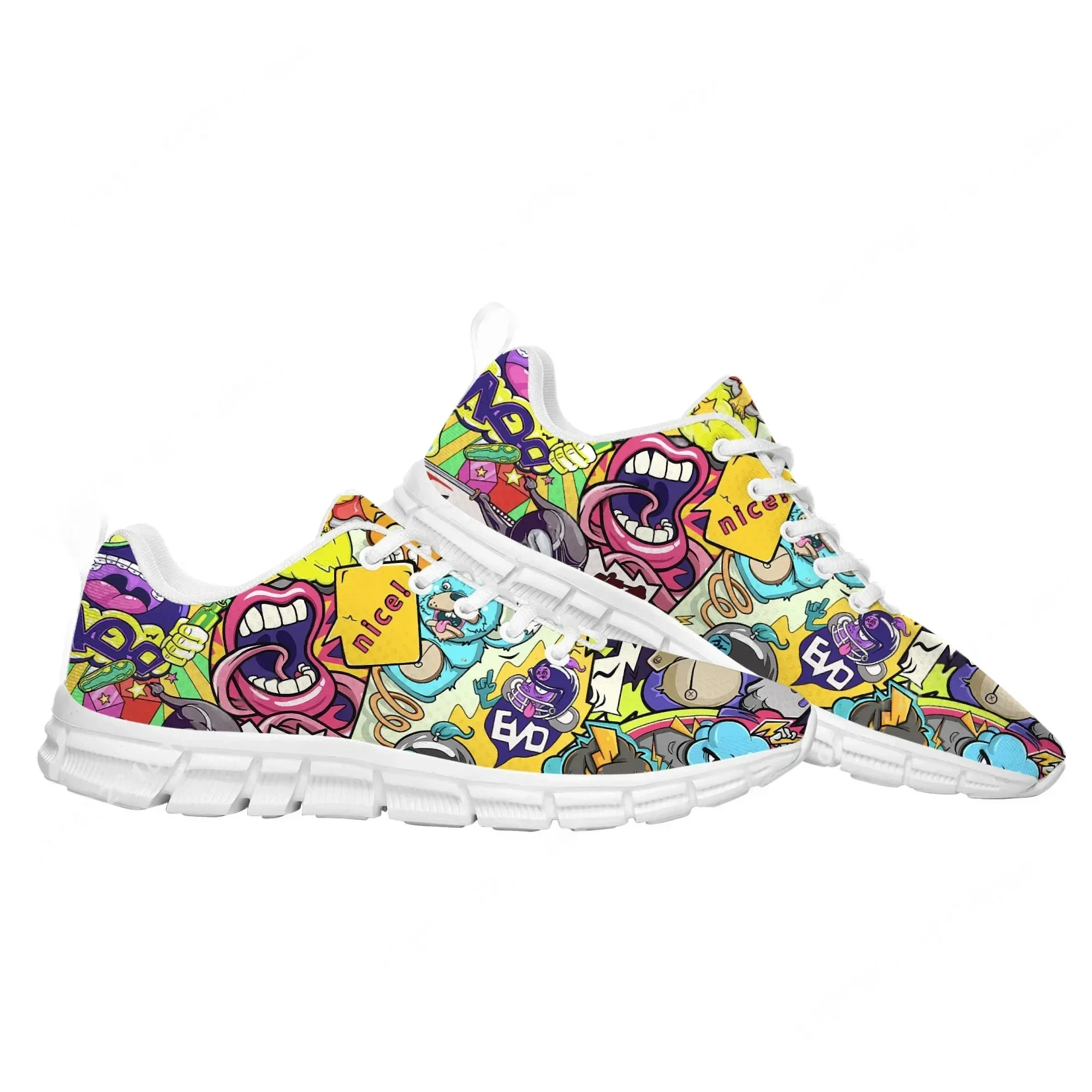 รองเท้ากีฬาลายกราฟฟิตี้สตรีทอา - Street Fashion Graffiti บทวิจารณ์และราคา