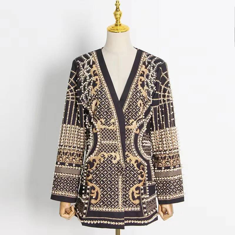 เสื้อเบลเซอร์แฟชั่นประดับลูกปั - Street Fashion Taiwan บทวิจารณ์และราคา