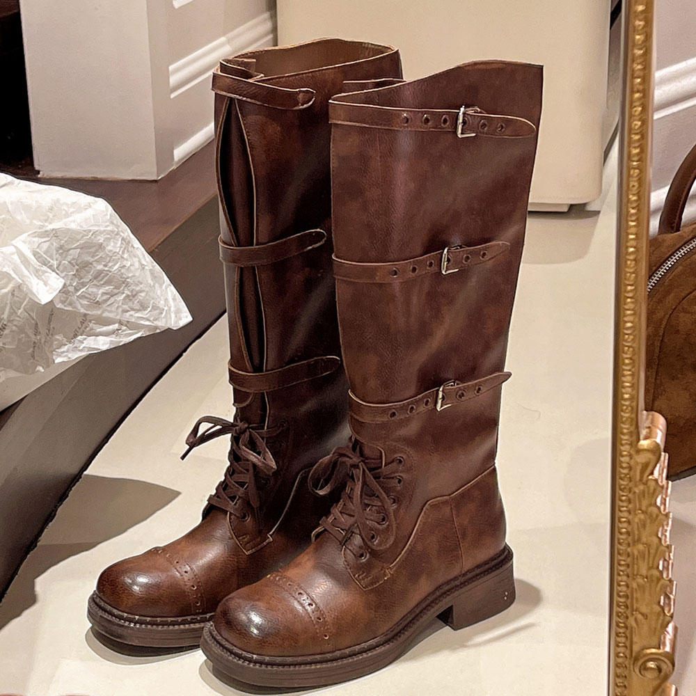 รองเท้าบูทสูงถึงเข่าสำหรับผู้ห - Street Fashion Vintage บทวิจารณ์และราคา