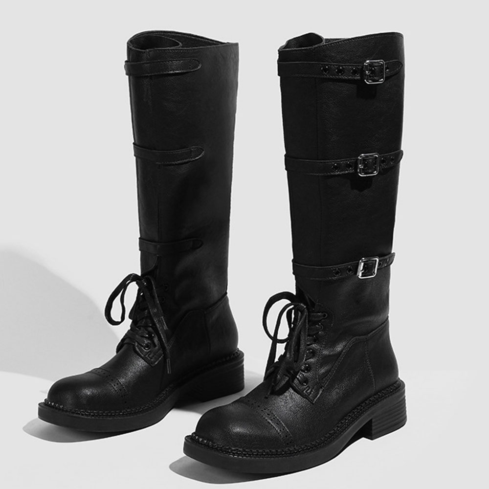 รองเท้าบูทสูงถึงเข่าสำหรับผู้ห - Street Fashion Vintage บทวิจารณ์และราคา