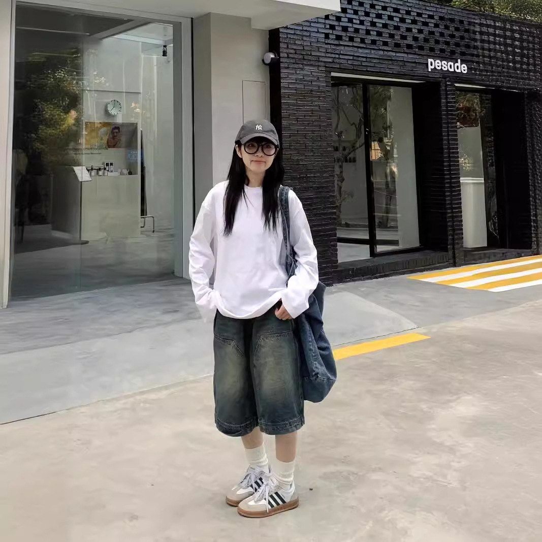 กางเกงยีนส์ขาสั้นทรงหลวมสไตล์ว - Street Fashion Vintage บทวิจารณ์และราคา