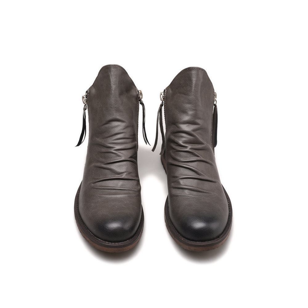 รองเท้าบูทหนังแท้สไตล์วินเทจสำ - Street Fashion Vintage บทวิจารณ์และราคา