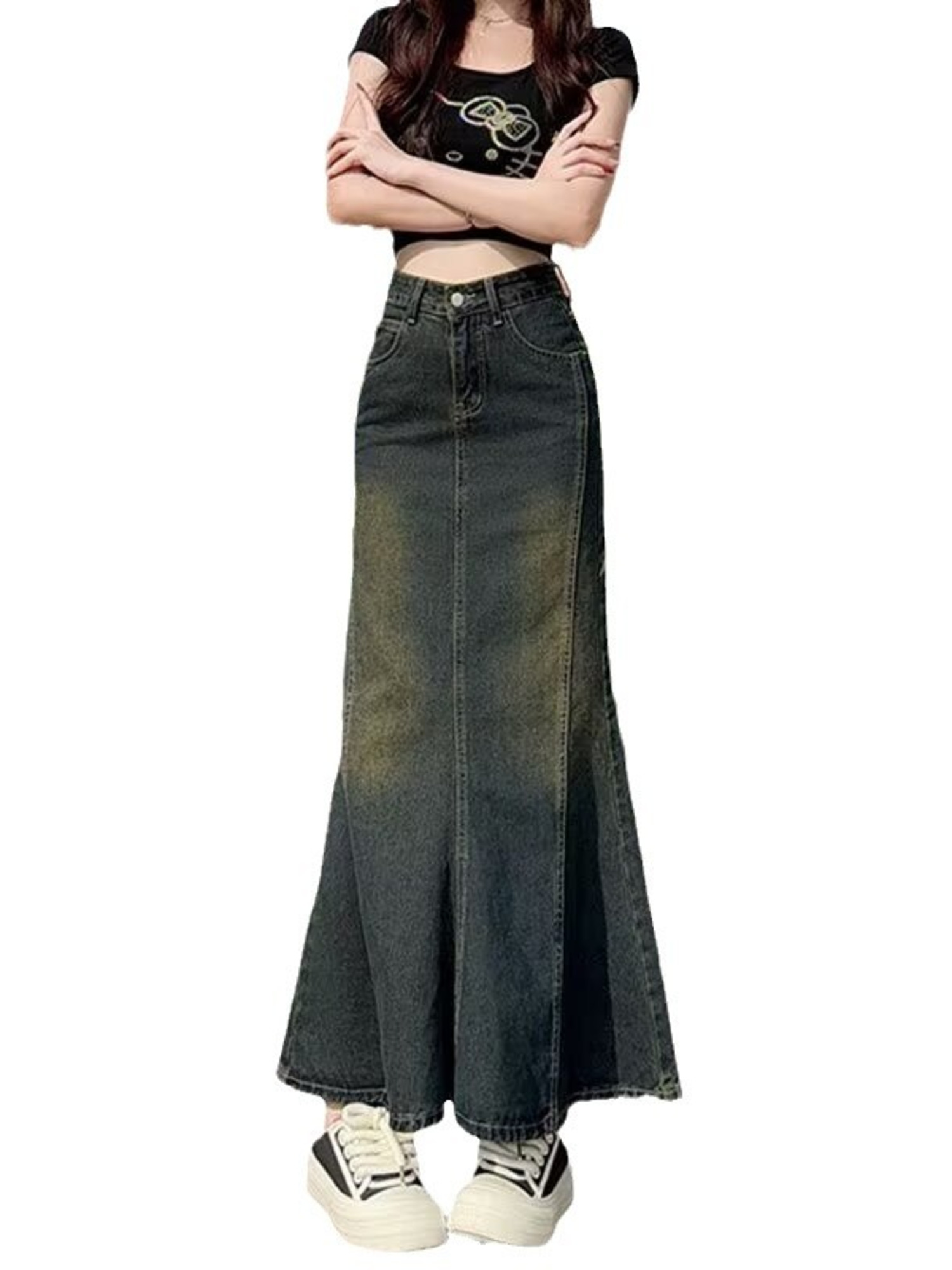กระโปรงยีนส์ทรงเมอร์เมดวินเทจส - Street Fashion Vintage บทวิจารณ์และราคา