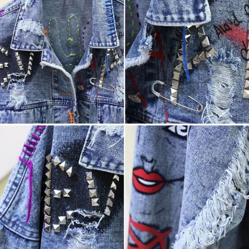 แจ็คเก็ตยีนส์สั้นสไตล์กราฟฟิตี - Street Fashion Graffiti บทวิจารณ์และราคา