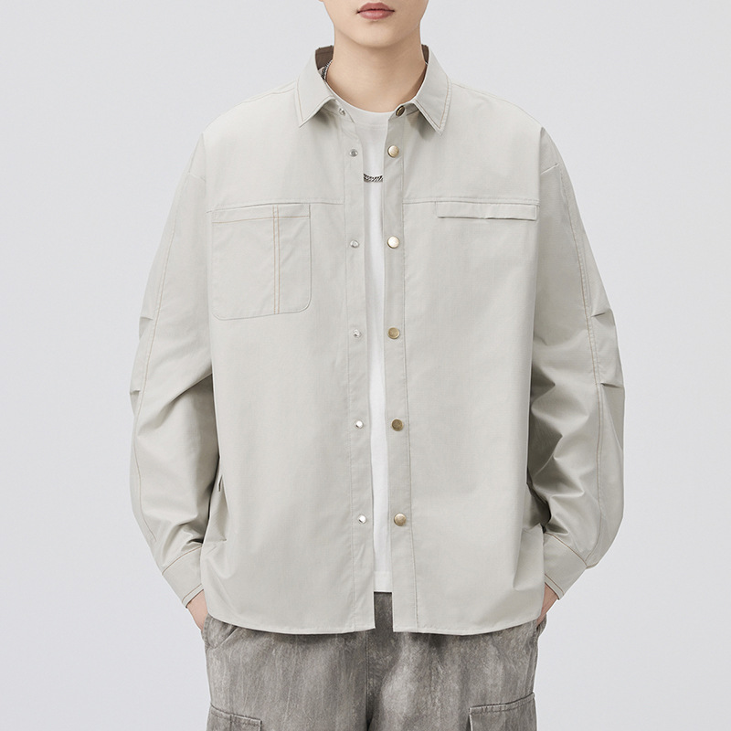 เสื้อเชิ้ตแขนยาวสีพื้นสไตล์ลำล - Street Fashion Japan Brand บทวิจารณ์และราคา