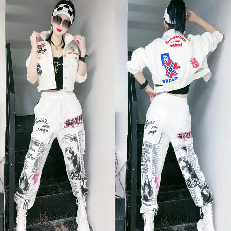 ชุดสองชิ้นกางเกงลำลองของผู้หญิ - Street Fashion Graffiti บทวิจารณ์และราคา