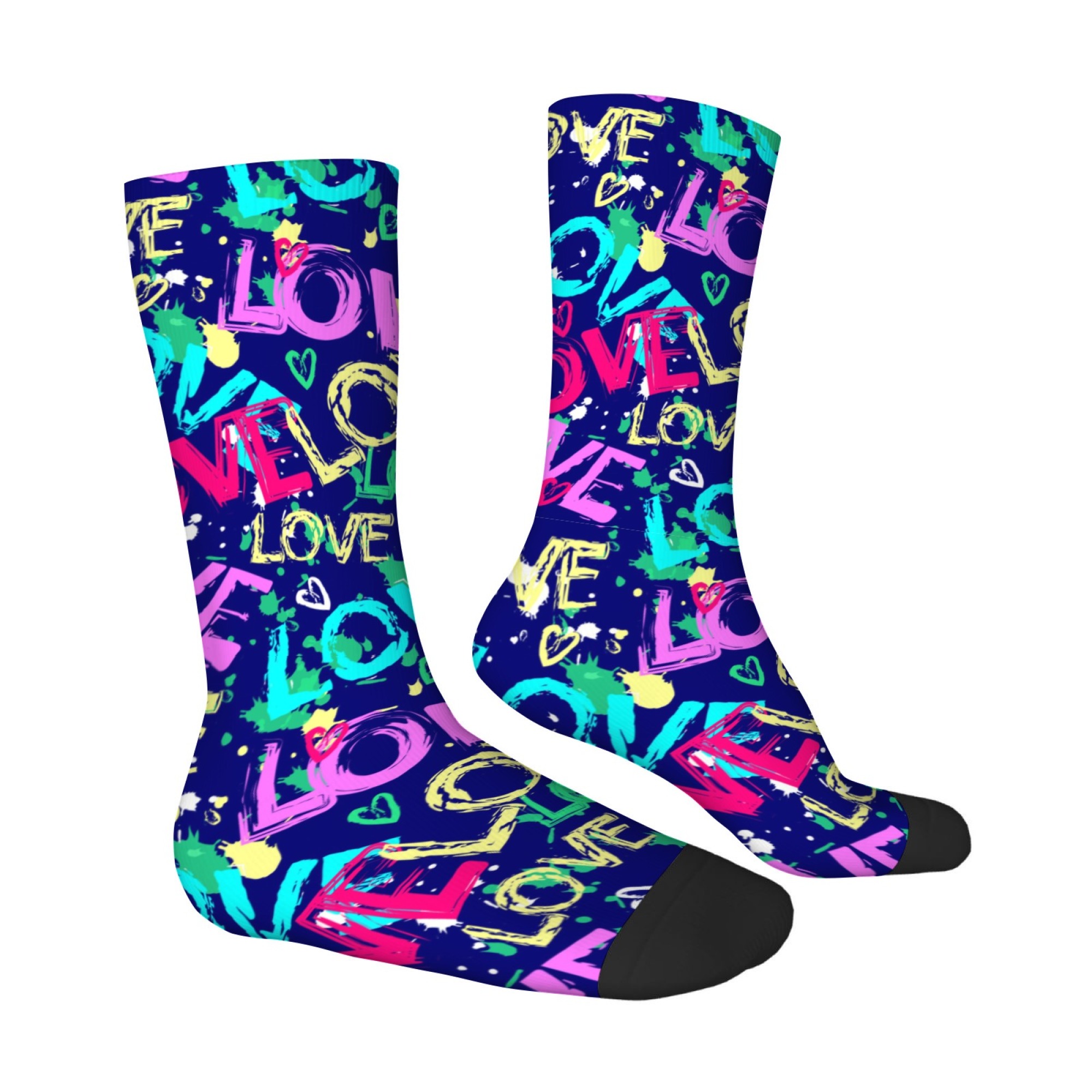 ถุงเท้าผู้ชายลายกราฟฟิตีสีสันส - Street Fashion Graffiti บทวิจารณ์และราคา